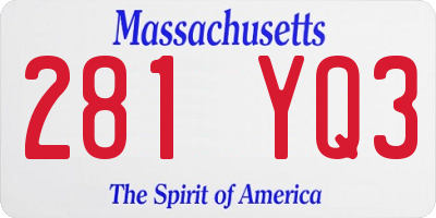 MA license plate 281YQ3