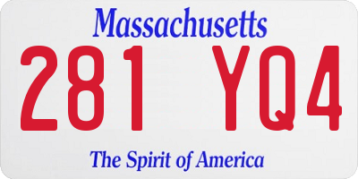 MA license plate 281YQ4