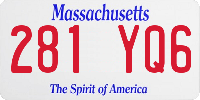 MA license plate 281YQ6