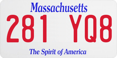 MA license plate 281YQ8