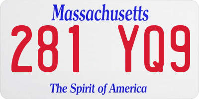 MA license plate 281YQ9