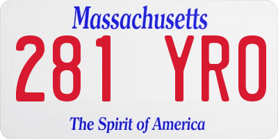 MA license plate 281YR0
