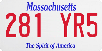 MA license plate 281YR5