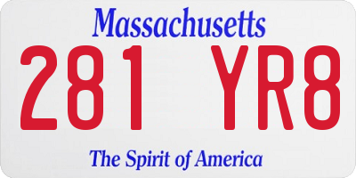 MA license plate 281YR8