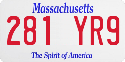MA license plate 281YR9