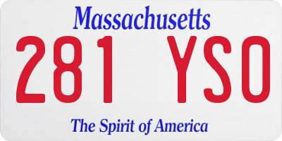 MA license plate 281YS0