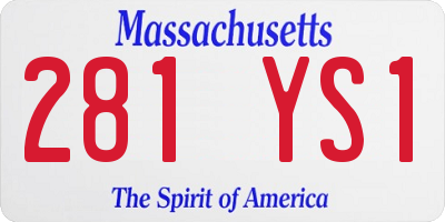 MA license plate 281YS1