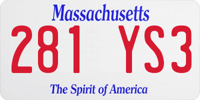 MA license plate 281YS3