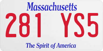 MA license plate 281YS5
