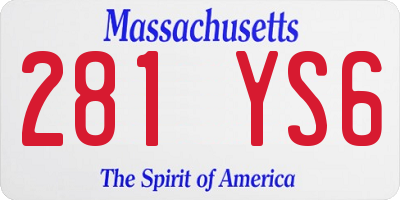 MA license plate 281YS6