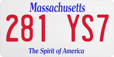 MA license plate 281YS7