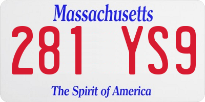 MA license plate 281YS9