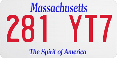 MA license plate 281YT7