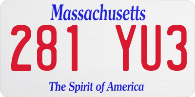 MA license plate 281YU3