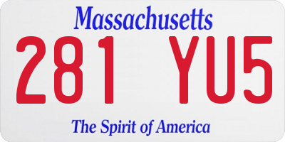 MA license plate 281YU5