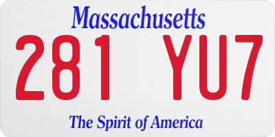MA license plate 281YU7