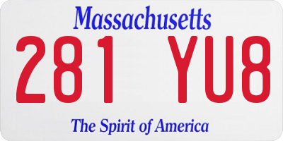 MA license plate 281YU8