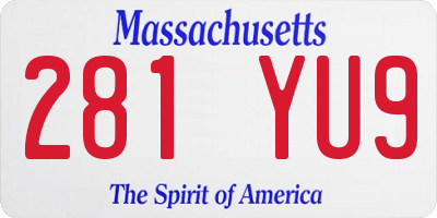 MA license plate 281YU9
