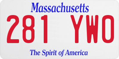 MA license plate 281YW0