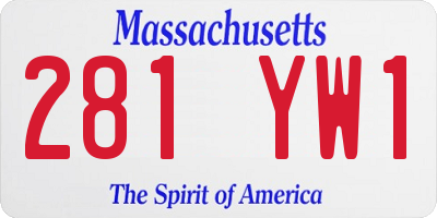MA license plate 281YW1