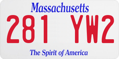 MA license plate 281YW2