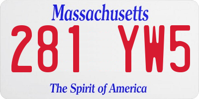 MA license plate 281YW5