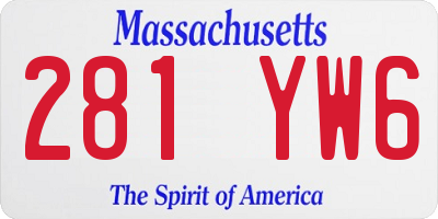 MA license plate 281YW6