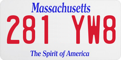 MA license plate 281YW8