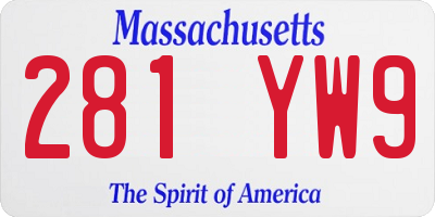 MA license plate 281YW9