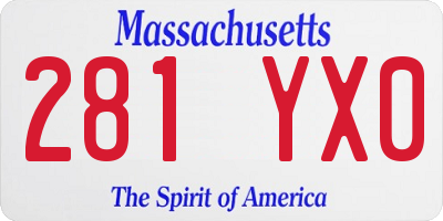 MA license plate 281YX0