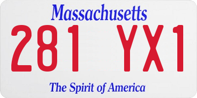 MA license plate 281YX1