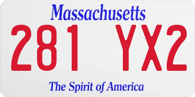 MA license plate 281YX2