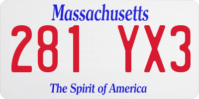 MA license plate 281YX3