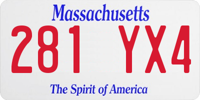 MA license plate 281YX4
