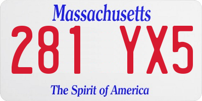 MA license plate 281YX5