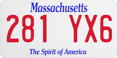 MA license plate 281YX6
