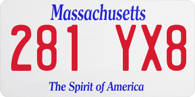 MA license plate 281YX8