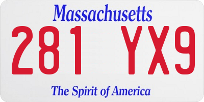 MA license plate 281YX9