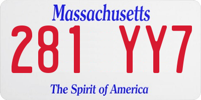 MA license plate 281YY7