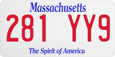MA license plate 281YY9