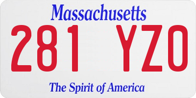 MA license plate 281YZ0
