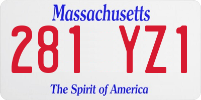 MA license plate 281YZ1