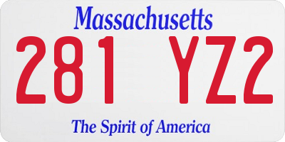 MA license plate 281YZ2