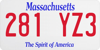 MA license plate 281YZ3