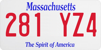 MA license plate 281YZ4