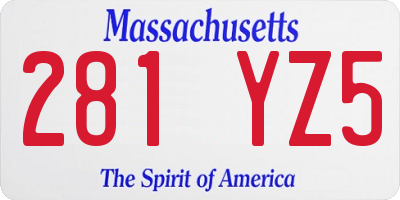 MA license plate 281YZ5