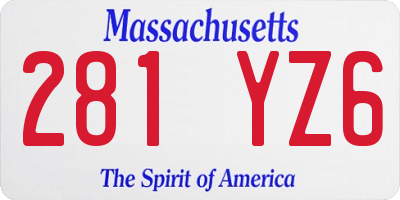 MA license plate 281YZ6