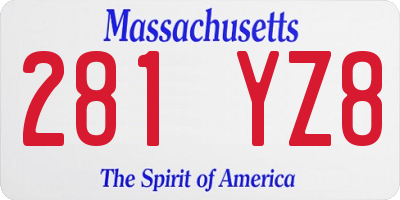 MA license plate 281YZ8