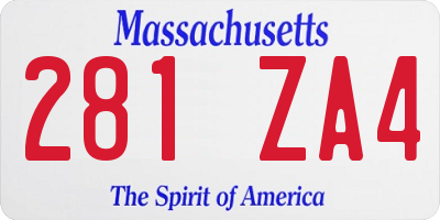 MA license plate 281ZA4