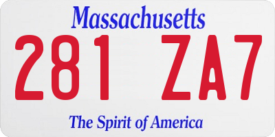 MA license plate 281ZA7